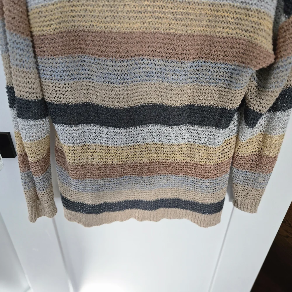 Knox Rose Multicolor V-neck Knit Striped Sweater Size Small